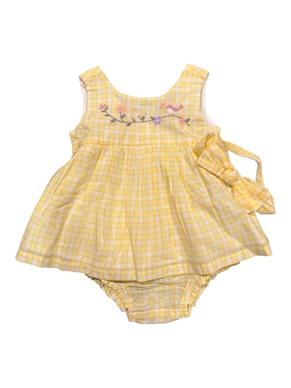 Baby Gap Girl Yellow Dress Bloomer & Bow Headband 3-Piece Outfit Sz 18-24 Months